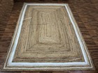 Natural Jute White Rikki Bordered Handmade Rug Bedroom Rug Home Decor Rug 5x8 Ft