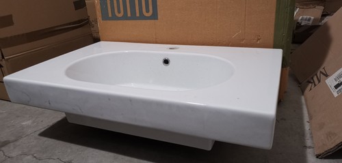 Lavabo da appoggio o sospeso in ceramica colore bianco 80x50x18cm OLYMPIA - Foto 2 di 6