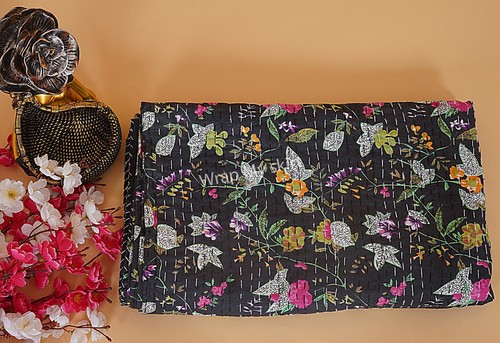 Bohemian Kantha Quilt Indian Handmade Quilt Throw Blanket Cotton Bedspread - Picture 9 of 67