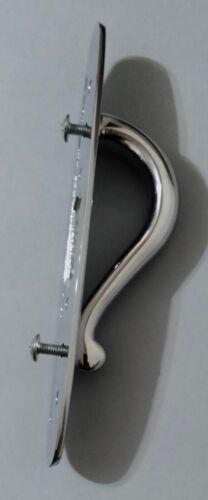 Maniglia per armadio MCM ottone cromato d'epoca con piastra posteriore ovale bordi 3" - Foto 3 di 9