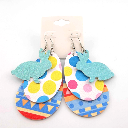 Light Weight Faux Leather Dangle Earrings Easter Design (3pairs) - Picture 8 of 9