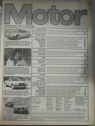 Motor magazine 19 May 1979 featuring Porsche 911 Turbo road test - Picture 2 of 3