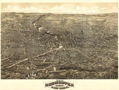 Rochester, New York - 1880 - Aerial Bird's Eye View Map Poster