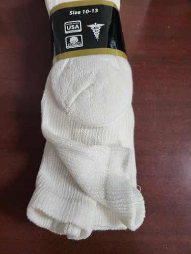 12 Pair Diabetic Socks White Non-Binding Top Knee Length Mens size 10-13 US Made - Picture 5 of 5