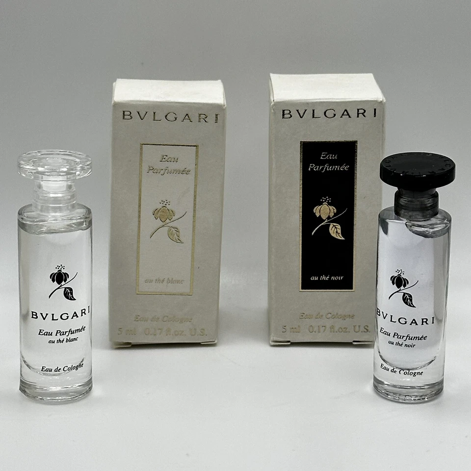 Bvlgari Au The Blanc and Au The Noir Mini Paquete EDC Perfume Splash .17oz Nuevo Foto 2 de 4