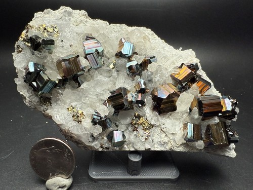 344g Iridescent Rainbow pyrite Needle quartz Crystal Mineral Specimen Indonesia - Picture 2 of 6