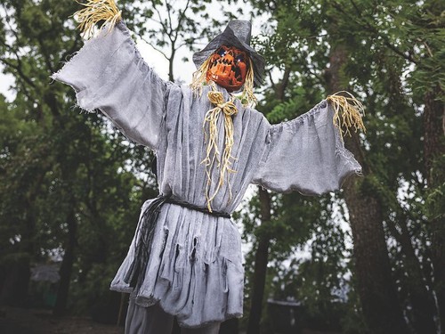 Head Turning Pumpkin Scarecrow Halloween Animated Prop Haunted House Life Size - Picture 5 of 5