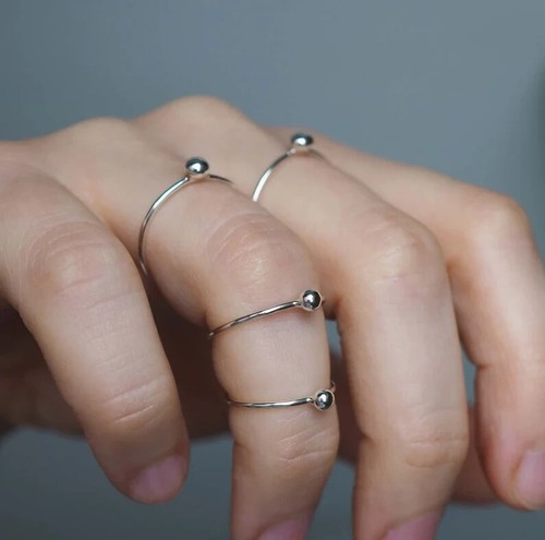 Tiny Silver Ball Ring, Silver Ring, Minimalist Ring, 925 sterling Silver Ring. - Picture 4 of 7