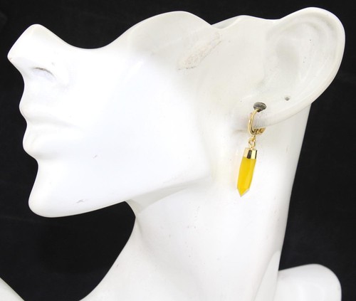 Pencil Chalcedony Opalite Amethyst Gold Plated Clip On Earrings Womens Jewelry - Picture 22 of 25