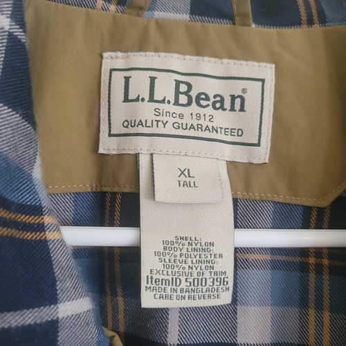 LL Bean Herren Flanell gefütterte Warm Up Jacke Gr. XL Tall hellbraun kariert Outdoor Herbst - Bild 8 von 10