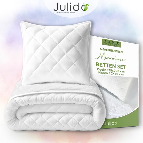 4-Jahreszeiten-Betten Set Steppdecke Bettdecke 135x200cm Kopfkissen 80x80cm 800g