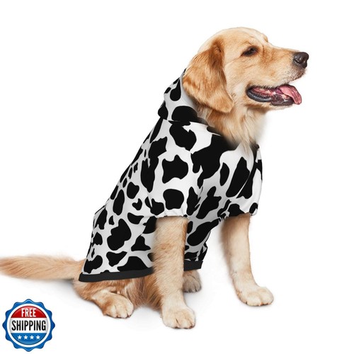 Cow Print Dog Costume,Stylish Dog Hoodie with Hat Pocket,Pet Clothes Sweatshi - Bild 4 von 5