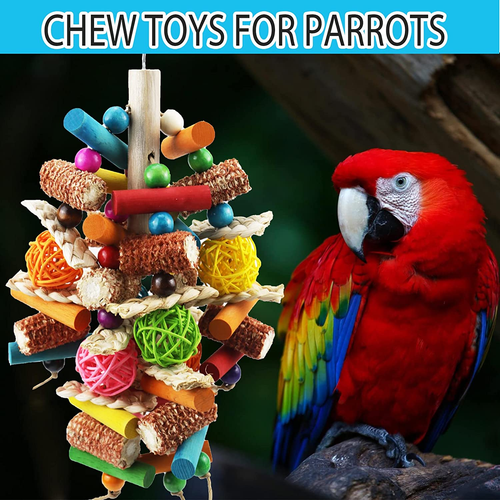 Bird Toys, Parrot Toys for Large Birds, Natural Peppered Wood African Grey Parro - Picture 3 of 12