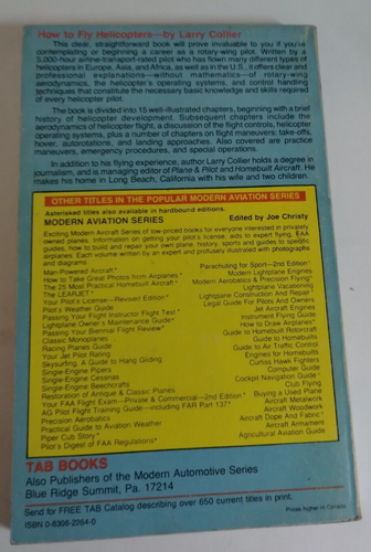 How To Fly Helicopters By Larry Collier 1979 TAB Books - Imagen 2 de 4