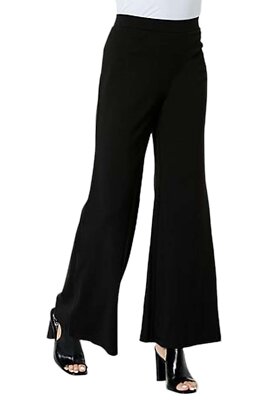 IMAN Global Chic Pull-On Wide Leg Ponte Pant Black