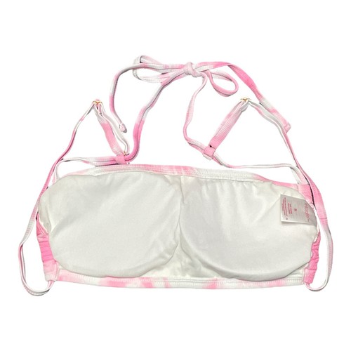 Xhilaration Juniors Pink Ribbed Apron Bralette Bikini Swim Top Size Medium 4/6 - Picture 2 of 6