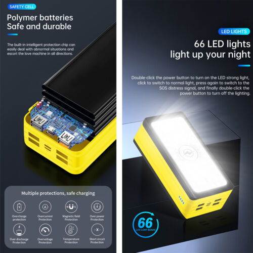 Portable Solar Power Bank LED 4 USB Battery PD Wirless Charger For Mobile Phone - Picture 10 of 18
