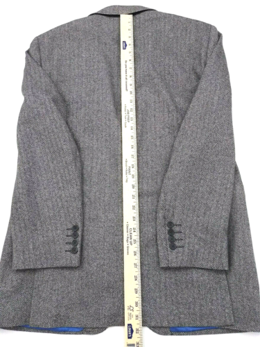 Cappotto Sportivo Uomo Bobby Jones Grigio Spina di Aringa 44-L 100% Cashmere Italia 3 Bottoni - Foto 9 di 12