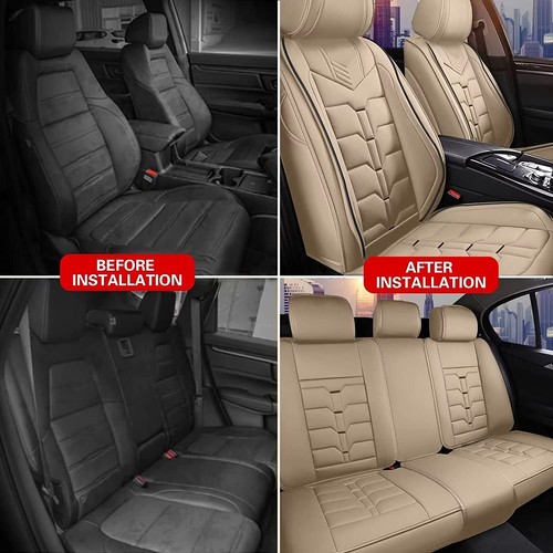 Car Seat Cover PU Leather Front Rear Full Set For Mitsubishi Outlander 2007-2023 - Picture 15 of 30