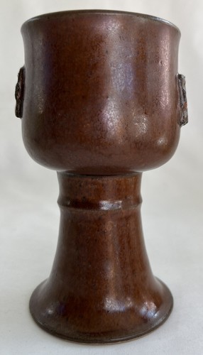 Beautiful Vintage Studio Art Pottery Goblet/Chalice Cross Brown - Picture 2 of 10