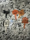 Vintage Lot of 6 Small Hard Plastic Halloween Cupcake Picks