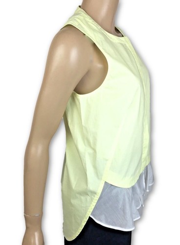 Derek Lam 10 Crosby Petite XS Blouse Top Yellow White Layered Sleeveless Buttons - Picture 3 of 4