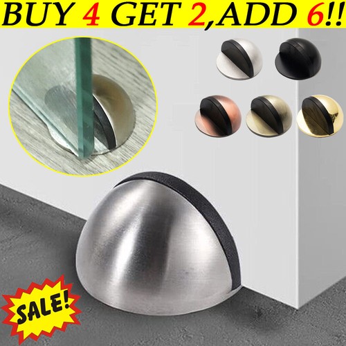 Self Adhesive Floor Door Stop Stainless Steel Oval Floor Mounted Door