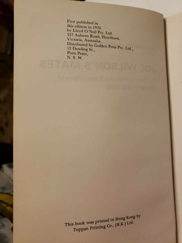 Joe Wilson's Mates by Henry Lawson hardcover & dust jacket - Picture 6 of 6