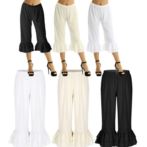 Women Medieval Renaissance Ruffle Bloomers Pantaloons Pants Fancy Costume - Picture 3 of 23