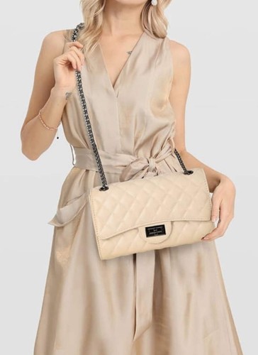Quilted Leather Crossbody Purse for Women Trendy Ladies Shoulder Bag with Chain - Picture 14 of 21
