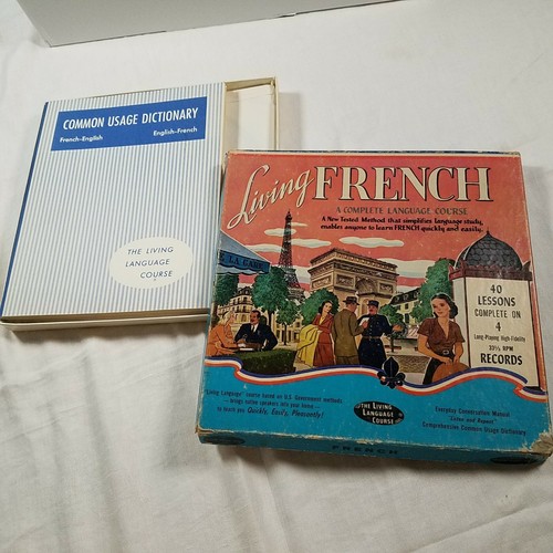 Living French A Complete Language Course 33-1/3 RPM Vinyl Records Vintage 1968 - Picture 2 of 9