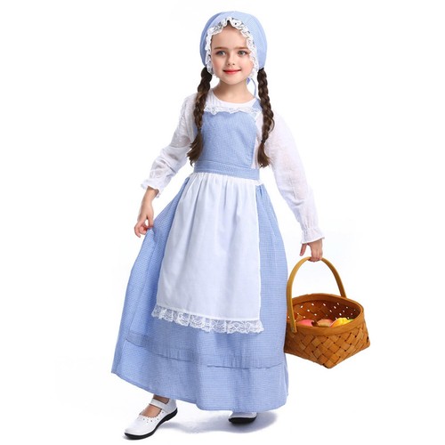 Girls Pioneer Olden Days Costume Pilgrim Frontier Colonial Victorian Christmas - Picture 4 of 10