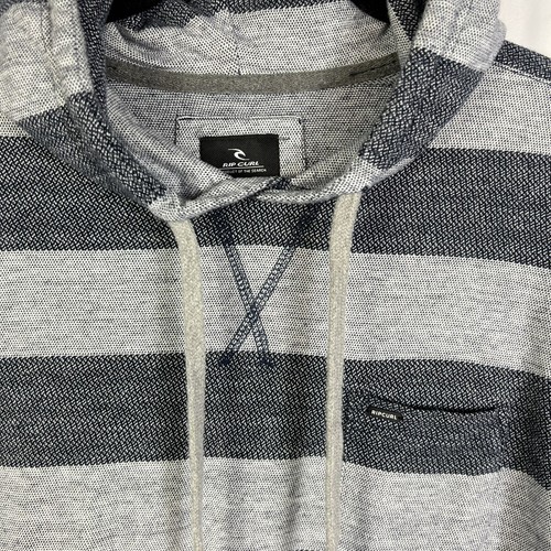 Sudadera con capucha Rip Curl Surf para hombre talla mediana azul marino y gris a rayas - Imagen 2 de 6