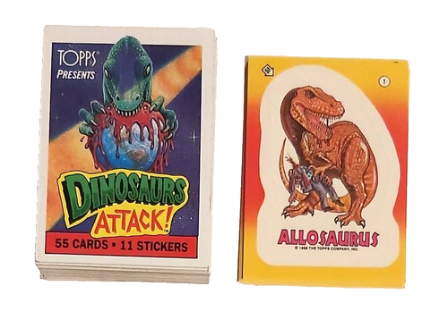 Dinosaurs Attack! / Complete Set of 55 Cards + 11 Stickers / Topps 1988 / Mint - Picture 2 of 3