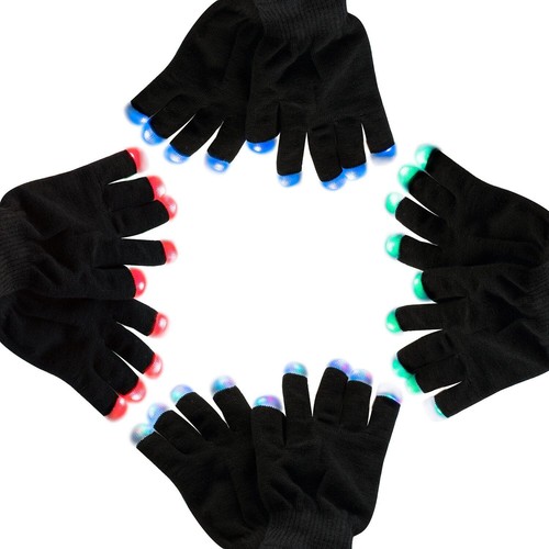 Super Z Outlet schwarze Strickhandschuhe LED Strobe Fingerspitzen mit 3 Farben für... - Bild 2 von 5