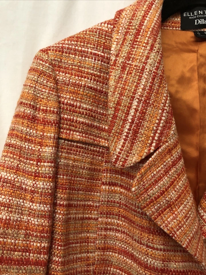 Chaqueta para mujer Ellen Tracy for Dillards naranja con múltiples sargas forrada con botones - talla 8 Foto 2 de 4