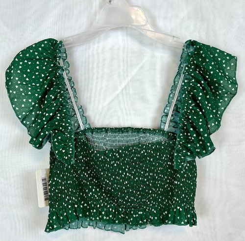 Neu mit Etikett gesmoktes bauchfreies Damen-Sommertop mit Herzmuster/Medium - Bild 4 von 6
