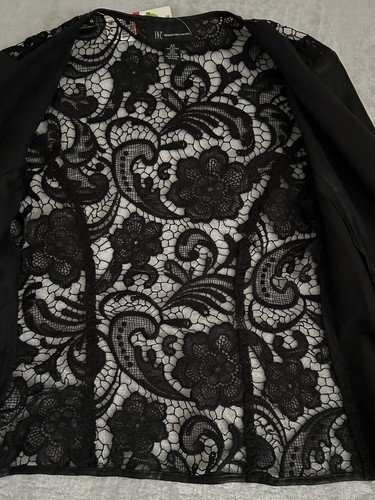 INC Spitzenakzent Jacke Damen XS schwarz Kunstleder Witchy Vamp Whimsigoth Neu mit Etikett - Bild 7 von 13