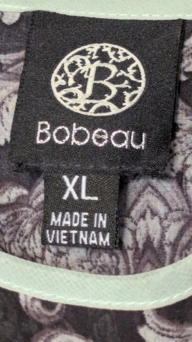 Bobeau Women Sz XL Sheer Tunic Top Black Mint Whimsical Witchy Tie Sleeve Boho - Picture 2 of 16