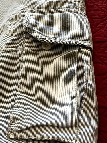 POLO RALPH LAUREN SHORT CARGO CHINO WHITE AND BLUE STRIPES SIZE 36 - Picture 8 of 13