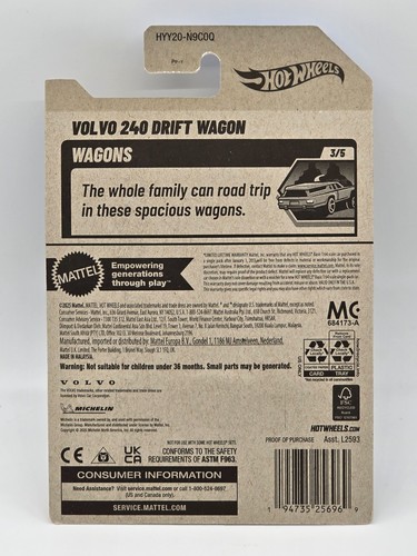 2025 Hot Wheels WAGONS 3/5 Zamac Volvo 240 Drift Wagon # 227 Q Case - Picture 8 of 8
