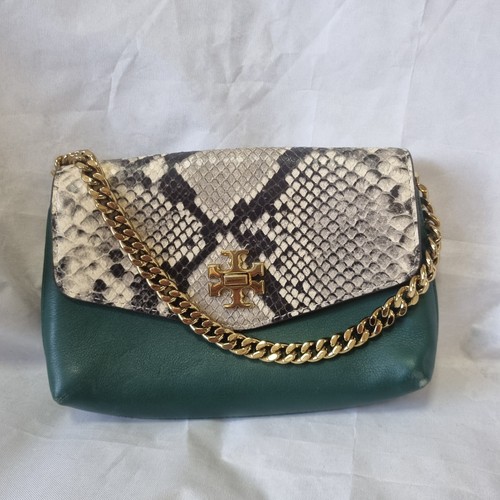 Tory Burch Kira Python Print & Green Leather Belt Bag