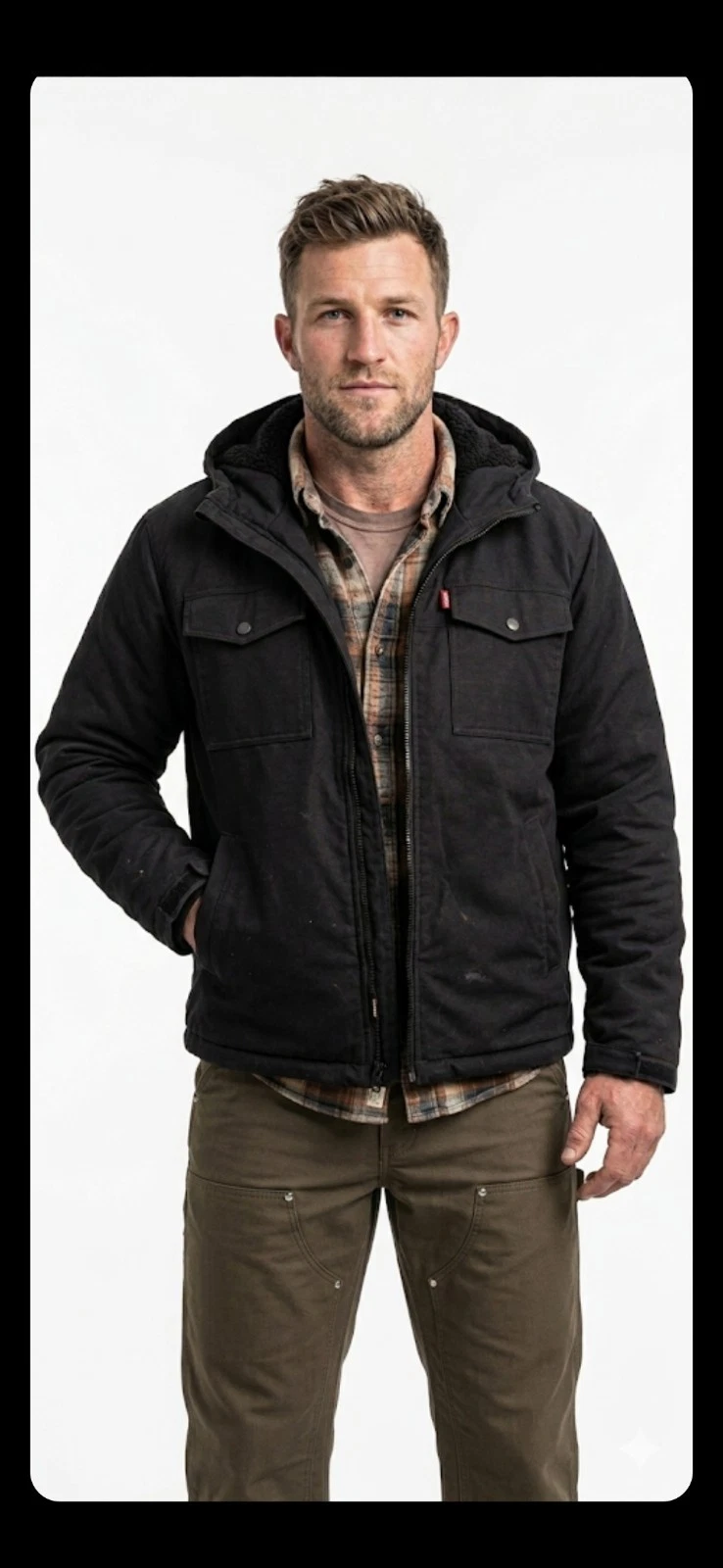 Levis Men's Soft Shell Hooded Coat Sz M