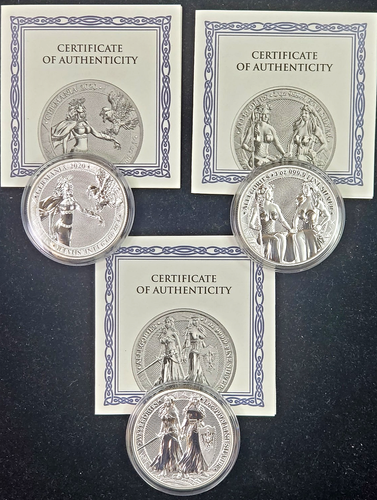 3 Coin Lot- 2020-2022 Germania Mint 5 Mark 1 Troy oz .9999 Fine Silver Each #4