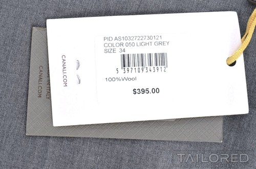 NEW - CANALI 1934 Gray 100% Wool Mens Flat Front Luxury Pants Trousers - 34 - Picture 6 of 7