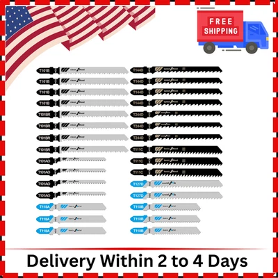 30PCS T-Shank Jigsaw Blades Set for Wood Metal Plastic Cutting Fits Bosch Dewalt