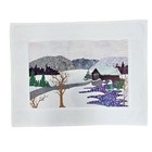 Hand Crafted Embroidered Quilted Scenic Covered Bridge Mountain Wall Hanging