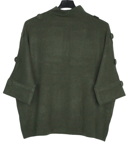 Autumn 2025 High Neck Ladies Italian Soft Knitted Button Design Boxy Jumper Top - Picture 7 of 8