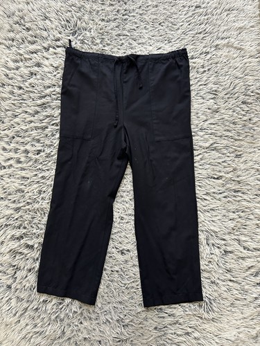 Pantalones Eskandar Mujer 2 Negros Boho Lagenlook Pull On Relajado Pierna Ancha Recortados - Imagen 2 de 10