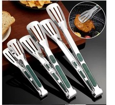 3pcs Set Stainless Steel Easy-Grip Clamps, Cookout Tongs, Heat-Resistant Non-Sli